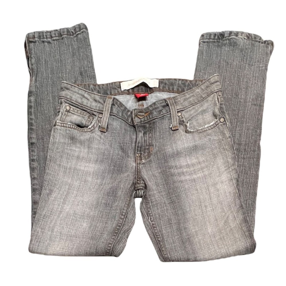 Mossimo Denim Womens Size 5 Gray Low Rise Skinny Jeans Ankle Zip Embellished
